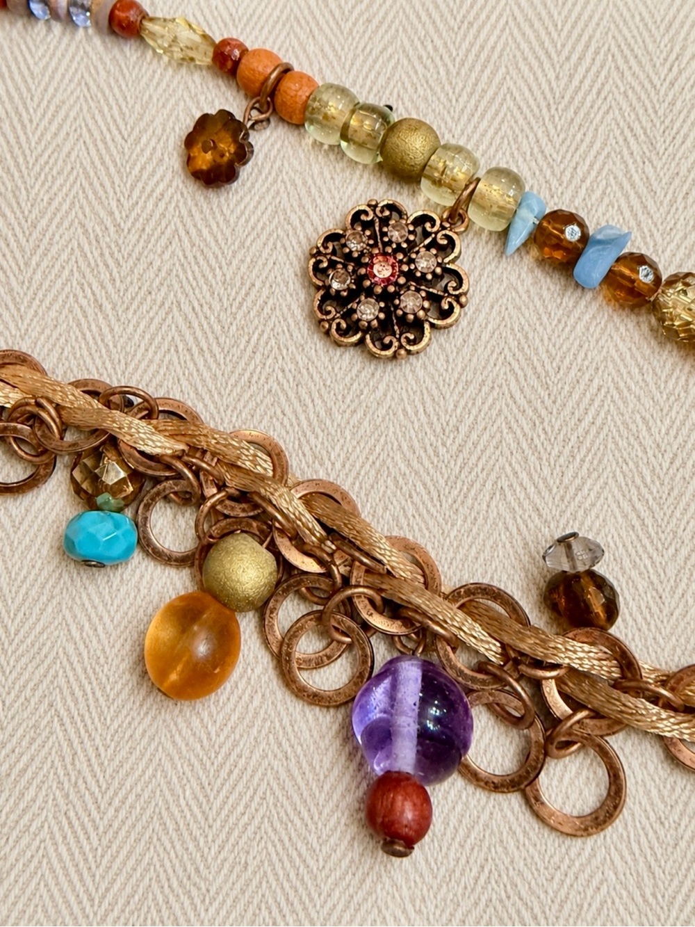Chico’s Boho Multi-Strand Beaded Chain Belt- Statement Waist Accessory - Picture 3 of 7
